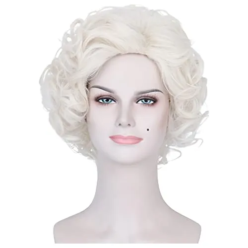 Miss U Hair Corto Curly Platinum White Wig Victorian 546dt