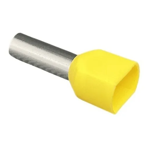 Terminal Tubular Ilhós Duplo Isolado 6mm Amarelo - 100un