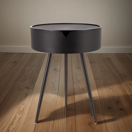 Mesa Organizador C/ Tapa Y Base Negra - Mesa Ratona Auxiliar