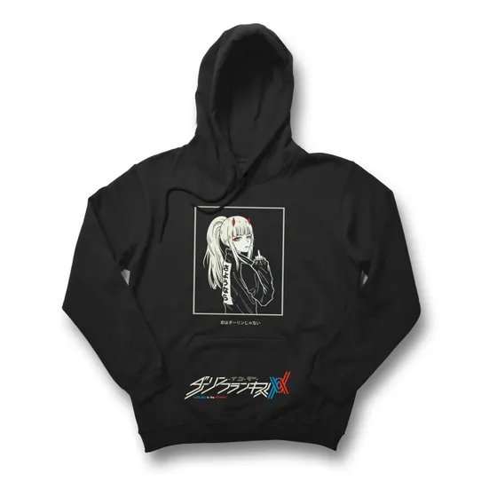 Sudadera Hoddie Negra Anime Darling Zero Two Rebel Unisex