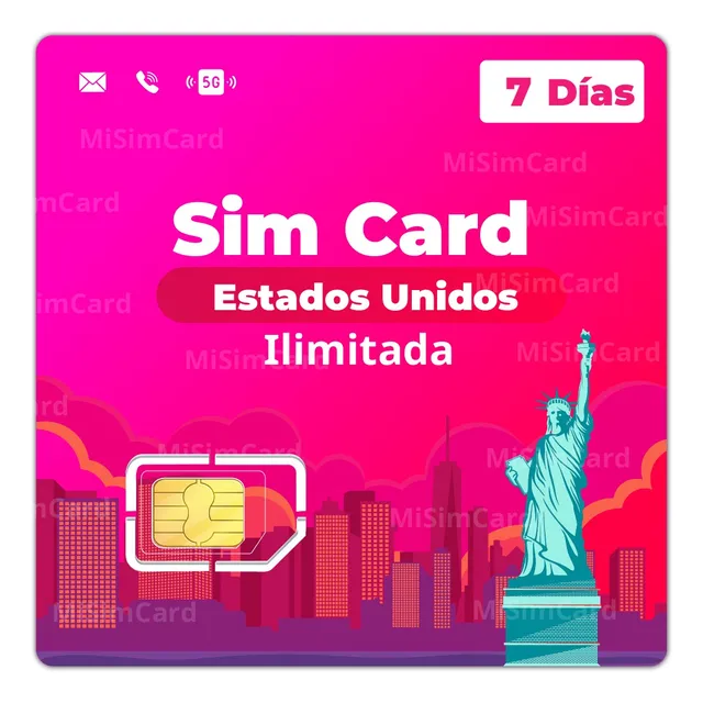 Sim Card Estados Unidos Usa Ilimitada 7 Dias