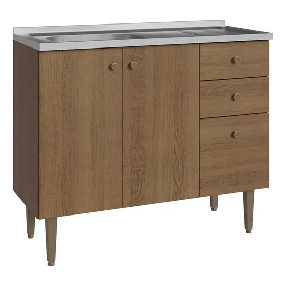Alacena Gabinete Bajo Cocina Madesa Gourmet 105 Con Tarja Mm Color Marrón