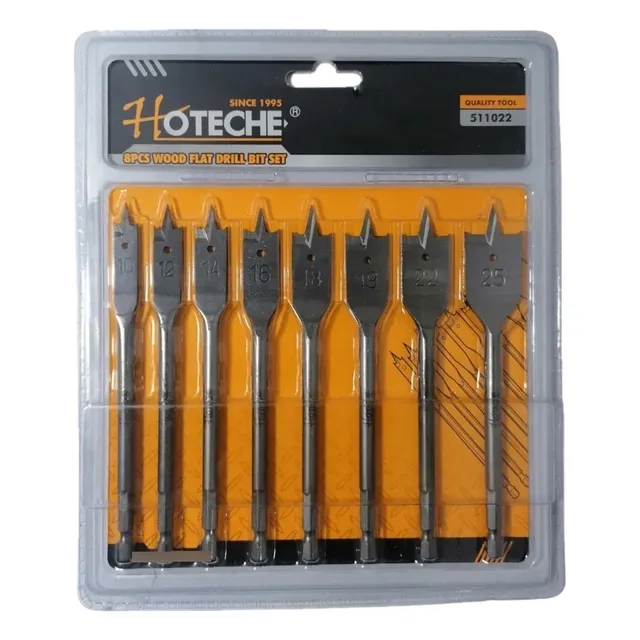 Kit De Mechas Plana Para Madera De 8 Piezas