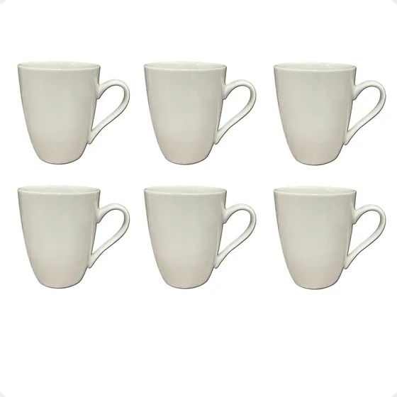 Set X6 Taza Jarro Mug 350ml Porcelana Blanco Apto Microondas