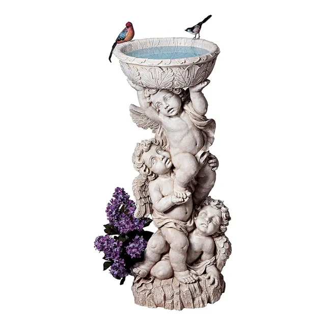 Ng27902 Tres Querubines Con Urna Objeto Decorativo Marfil