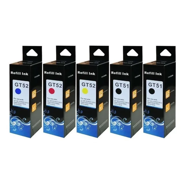Pack 5 Tintas Alternativa Para Impresor Hp Gt51 Gt52 