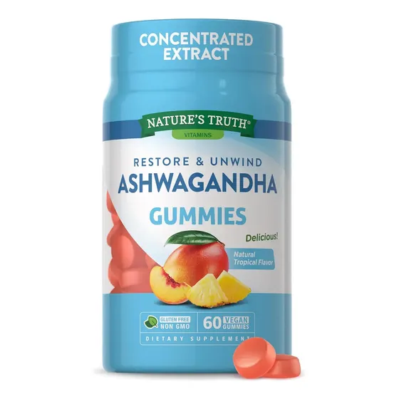 Nature's Truth Gomitas Ashwagandha Sabor Tropical Sin Gluten Veganas 60 Unidades | Cuotas sin interés