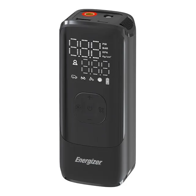 Compresor De Aire Energizer Inflador Portatil Powerbank Auto Color Negro Fase Eléctrica Monofásica