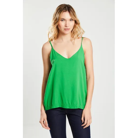 Musculosa Básica Poplin Rayón Liso Green Garden Koxis Mujer