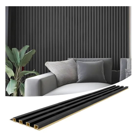 Art3d Panel De Pared De Listones Para Decoración Moderna, . Color Mate Negro
