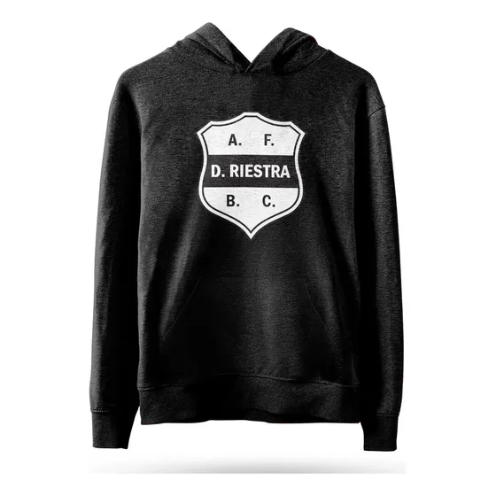 Buzo Canguro Deportivo Riestra Escudo En El Pecho Negro