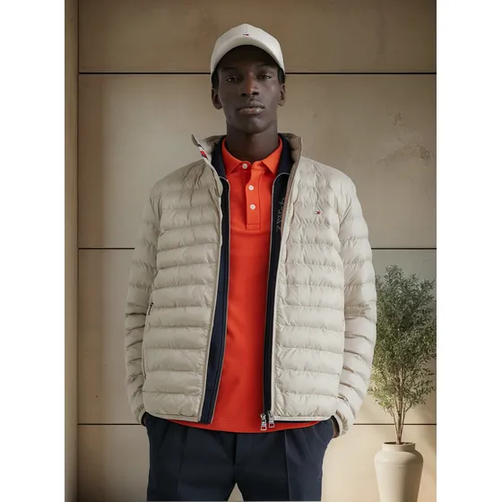 Chaqueta Acolchada Plegable Hombre Gris Tommy Hilfiger
