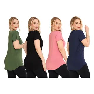 Kit 4 Blusas Long Compridas Fitness Sobre Legging Academia Kit 4 Blusas Long Compridas Fitness Sobre Legging Academia