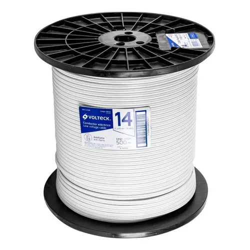 Carrete 500mt Cordon Duplex Calibre 2 X 14 Awg Volteck 40042 Color de la cubierta Blanco
