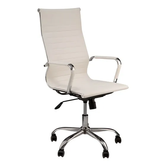 Cadeira de escritório Show de Cadeiras Presidente Charles Eames branca com estofado de couro sintético