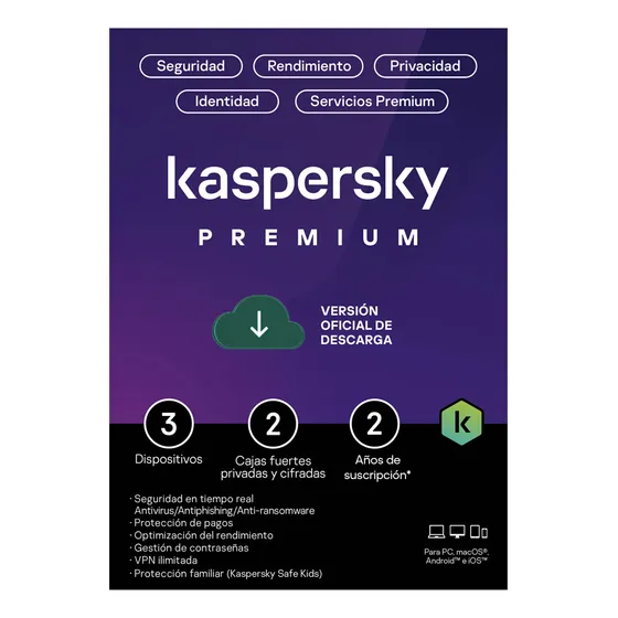 Antivirus Kaspersky Premium 3 Dispositivo 2 Años