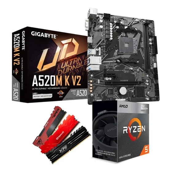 Kit Upgrade Amd Ryzen 5 5500 + A520m-k + 2x 8gb 3200mhz Cor Preto