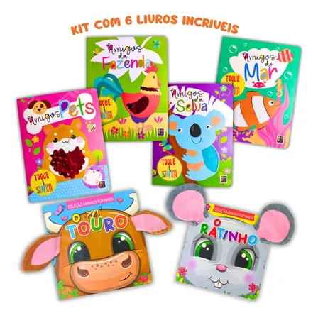 Kit Livro Infantil Toque E Sinta Livro Sensorial Varias Texturas Para Desenvolvimento Cores Vibrantes Muito Divertido E Educativo
