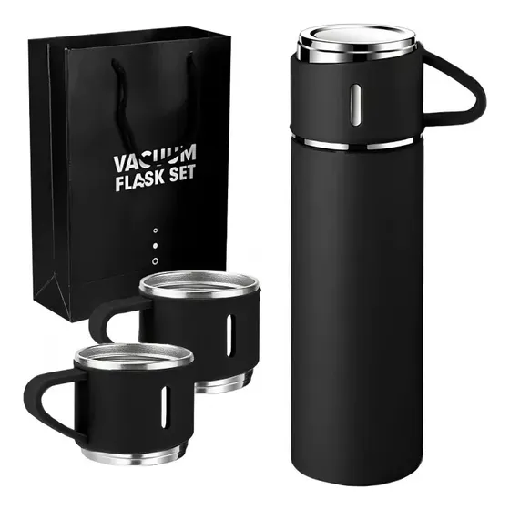 Termo Vacuum Acero Inoxidable 3 Tazas Bebida Caliente Y Fria