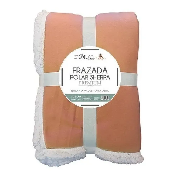Frazada Polar Sherpa Premium 1,5 Plazas Doral Color Naranja