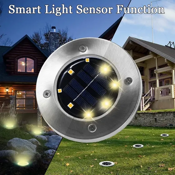 Luces Solares Led, Acero Inoxidable Y Plástico, De Suelo