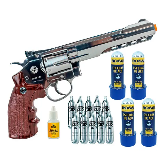 Airgun Revolver Co2 Wingun W702s 4.5mm .38 + Kit Balas Rossi
