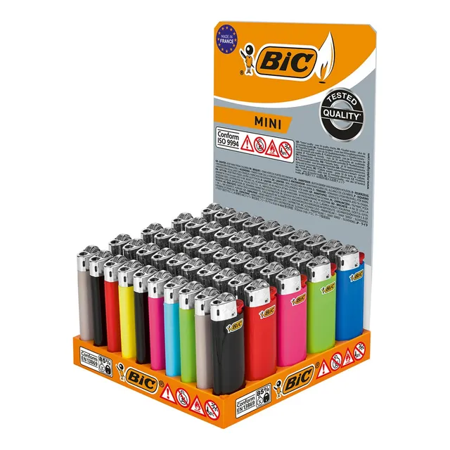 Encendedor Bic Mini Colores Hasta 1500 Encendidas 50 Piezas