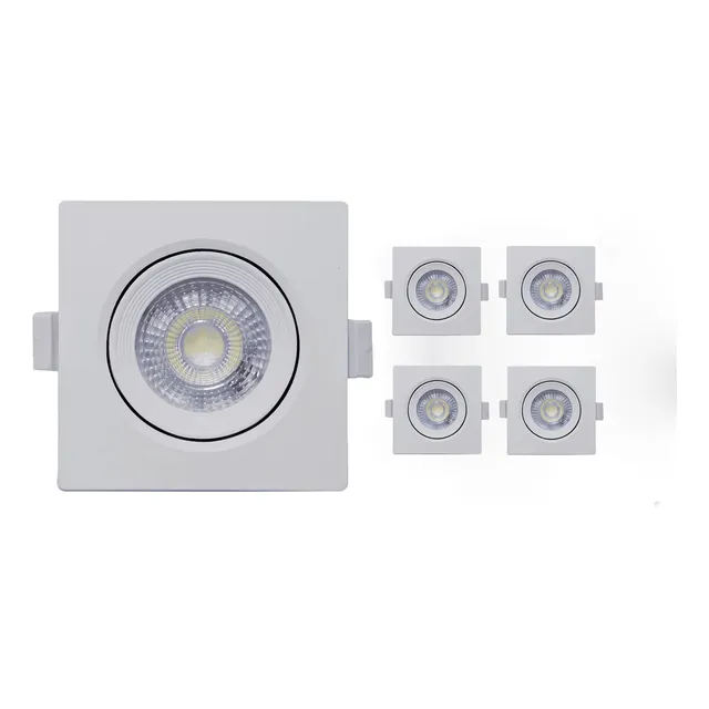 Kit 5 Spot Led Embutir 5w Quadrado 6500k Branco Frio Bivolt