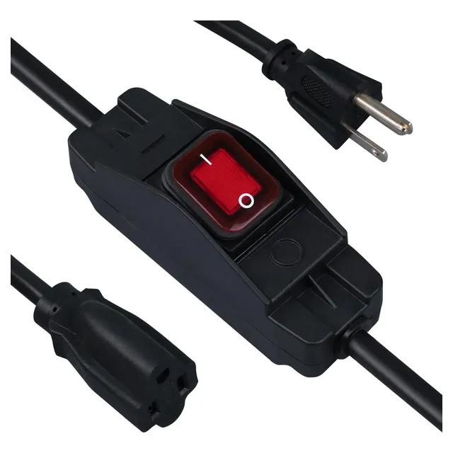 Cable De Extensión Exterior 16/3 Sjtw 3 Clavijas Color Negro