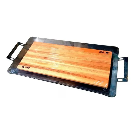 Tabla De Madera Con Plancha De Hierro Raíz Para Parrilla