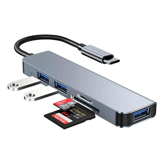 Hub Usb C 5 En 1 Usb 3.0 2 Usb X 2.0 Tarjetas Sd Tf Pc /mac