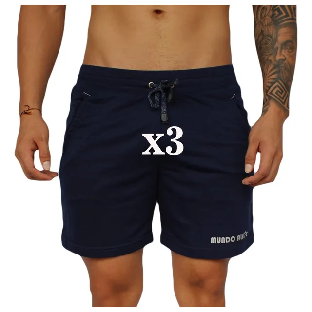 3 Unid Pantalonetas Corte Medio, Gym, Casual Hombre Slim Fit