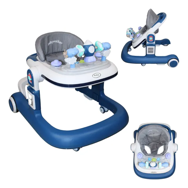 Andadera Caminadora Ibaby Nave Espacial 2en 1 Luces Y Sonido Azul