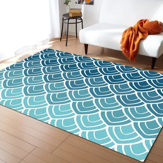 3x5ft Large Area Rugs For Living Room Fish Scale Ocean Sea