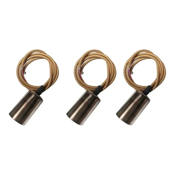 3 Soquete Lámparas Colgante Vintage Retro Liso E27 Bronce