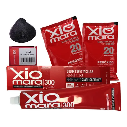 Tinte Para Cabello Xiomara 300 + 2 Peróxidos. Matizador Tono 2.2 Negro Violeta