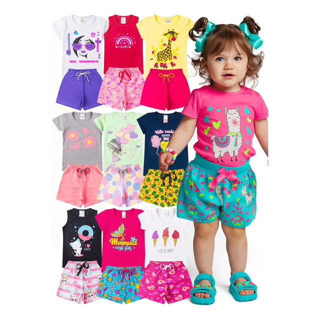 Kit 10 Peças Roupa Infantil Menina Verão Conjunto Criança