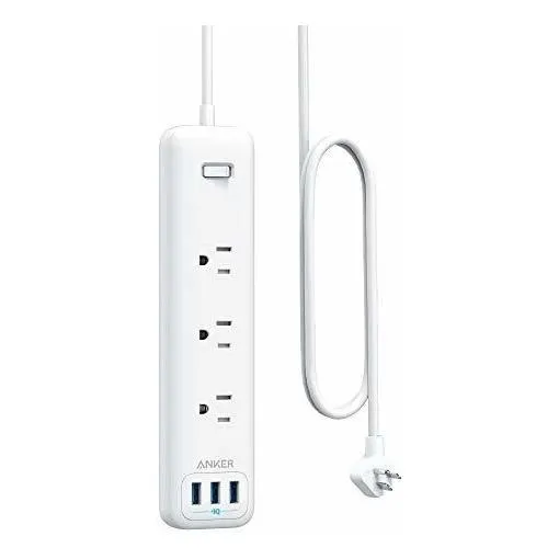 Strip Usb 3 Toma Corriente Cable Extension 5 Pie Largo Para