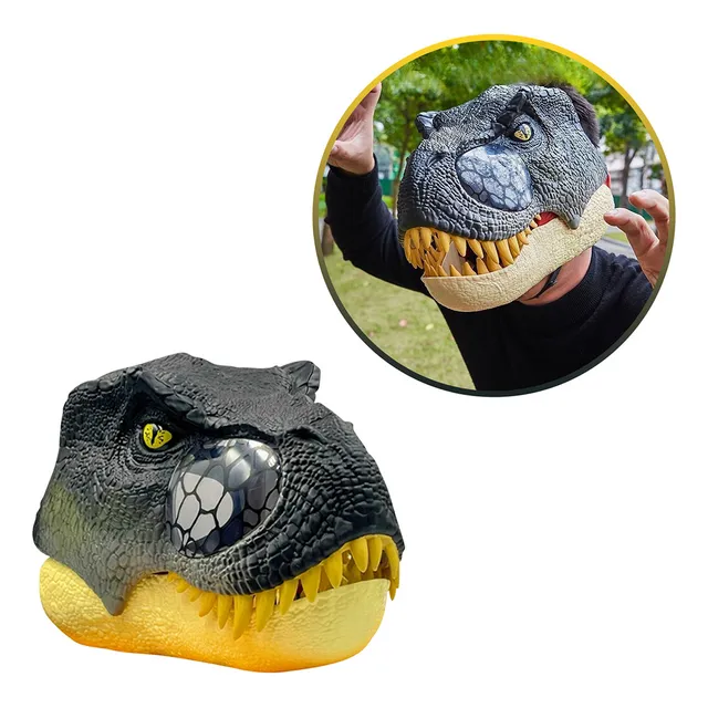 Máscara Cabeza De Dinosaurio Articulada Para Disfraces Color Verde musgo