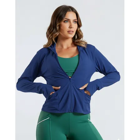 Blusa Proteçao Uv Ziper Leve Academia Treino Secagem Rapida