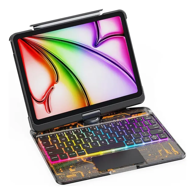 Teclado Con Funda Rotación Transparente Para Air4/5/6 Con  Ñ