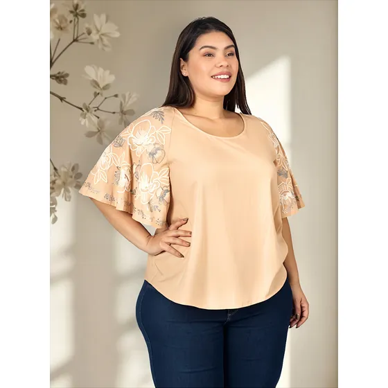 Blusa Mujer Manga Raglán Volado Con Estampado Onara Coco