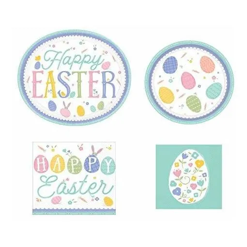 Easter Paper Plate And Napkins Set Includ 16 Large Oval 64