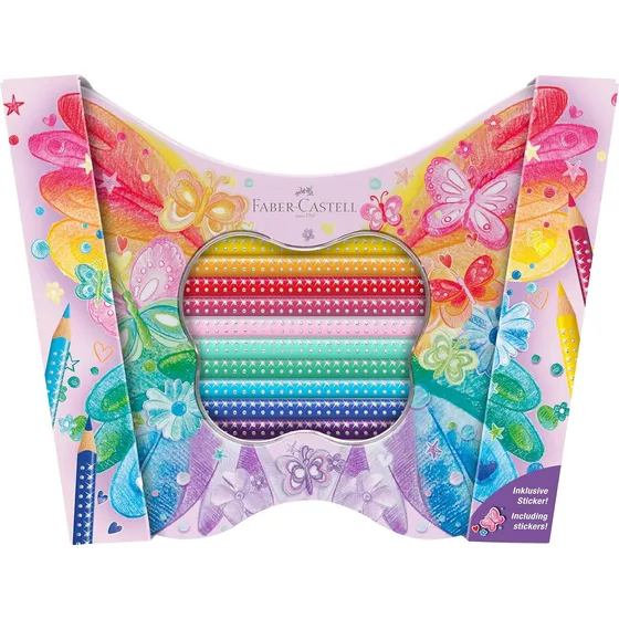  Creyones Colores Estuche Metal  Mariposa  Faber Castell