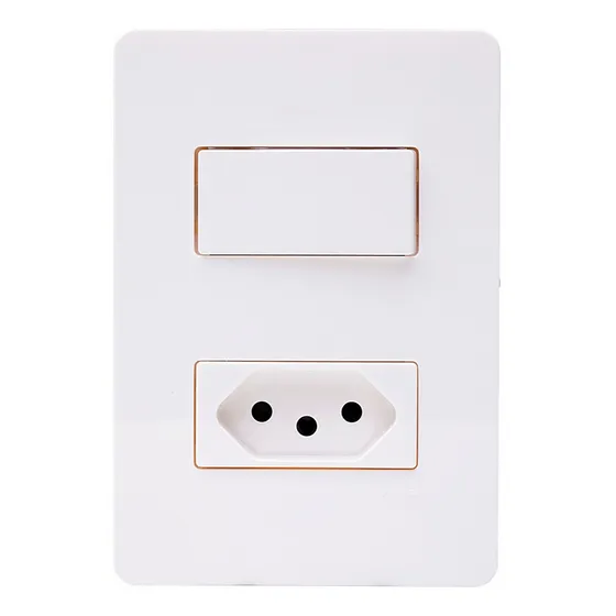 Conjunto 1 Interruptor Simples + 1 Tomada 2p+t 10a 250v Abb Cor Branco Corrente Nominal 10 A