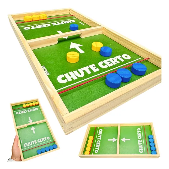 Jogo Chute Certo Puck Game Tabuleiro Mesa Madeira Toy Trade