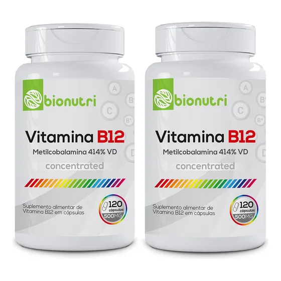 Kit 2x Vitamina B12 Metilcobalamina(120 Cápsulas) - Bionutri