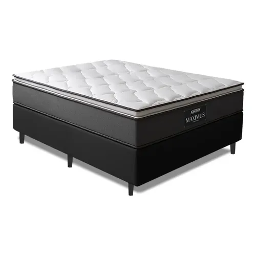 Cama Box Queen Herval Saturno, 59x158x198, Molas Bonnel Cor Preto