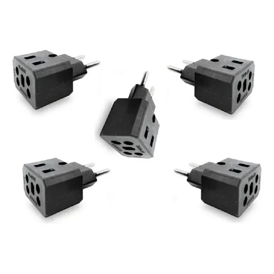 5 Adaptador Tomada Benjamin 3 Pino P/ 2 10 E 20a Preto