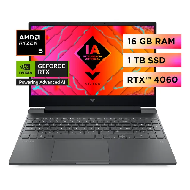 Notebook Gaming Victus 15-fb2024la, AMD Ryzen 5, 16 GB RAM GPU NVIDIA® GeForce RTX™ 4060, 1 TB SSD, 15.6, FHD Windows 11 Home